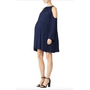 RAMY BROOK For 2 Maternity Dress Size M Navy Blue Long Sleeve Cold Shoulder